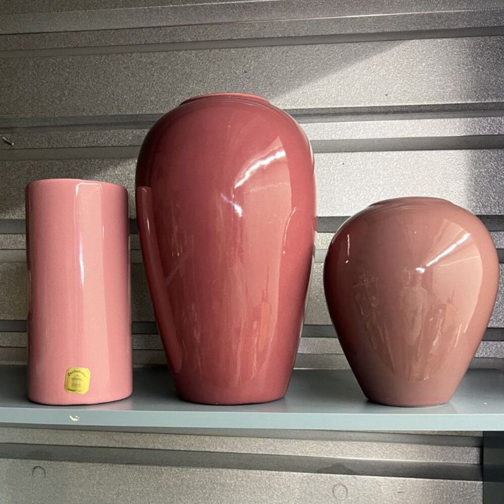 Vintage 80s Haeger Pink Vases Curated Lot of 3 MCM Decor